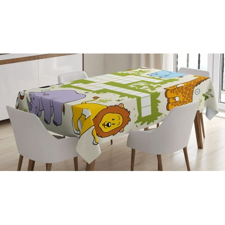 

Word Search Puzzle Tablecloth Colorful Crossword Game for Children Wild Jungle Safari Animals Grid Rectangular Table Cover for Dining Room Kitchen 52 X 70 Inches Multicolor by Ambesonne