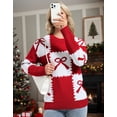 thumbnail image 2 of Sweater for Women Crewneck Bow Tie Checkered Printed Cable Knitted Winter Fall Warm Long Sleeve Loose Pullover Sweaters Alsol Lamesa, 2 of 6