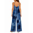 thumbnail image 3 of Women'S Casual Denim Patchwork Romper Spaghetti Strap Wide Leg Jumpsuit Summer Outfits With Pockets, 3 of 7