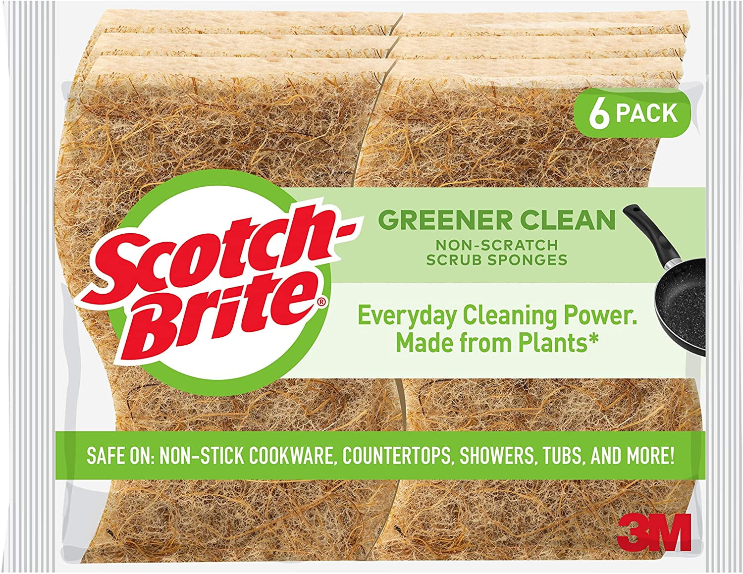 Scotch-Brite Greener Clean Non-Scratch Scrub Sponges Made from Plants Cleans ... 