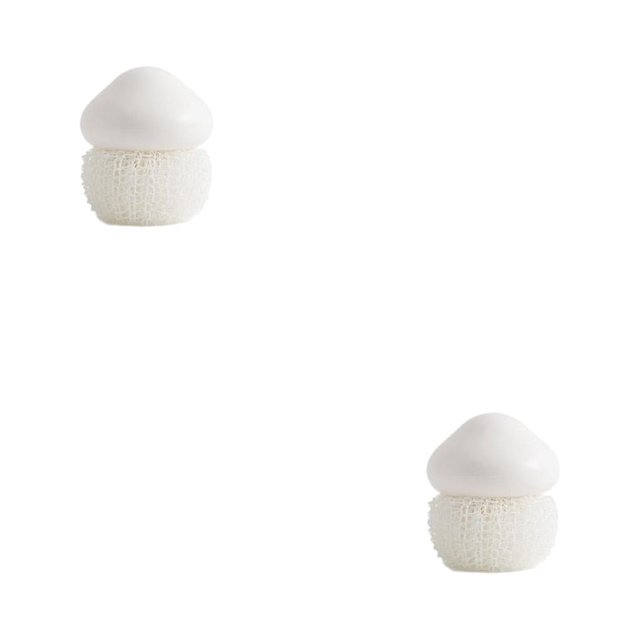 Billuyoard Cepillo de limpieza de cocina Sartén Bola de alambre Mango de plástico Hogar Restaurante Herramienta de desmontable de mano Blanco Blanco 2Conjunto