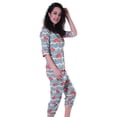 thumbnail image 5 of Moomaya Printed Cotton 3/4 Sleeve Shirt With Capri 2 Piece Nightwear Set Sleepwear For Womens, 5 of 7