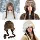 thumbnail image 2 of Plush Hat With Ear Warmth And Playfulness Hand Decoration For Winter Outdoor Activity Cold Weather Protection Yellow, 2 of 4