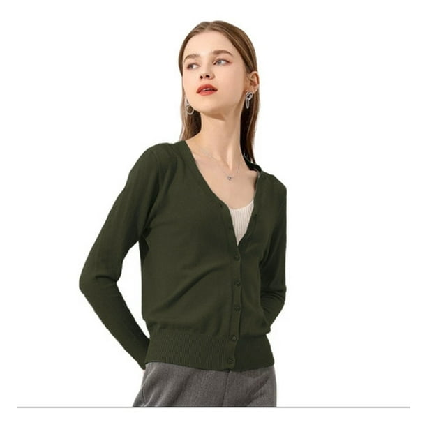 Sueter Mujer Moda Sweater Dama Abierto Botones Abrigo Ligero LOLE Sueter