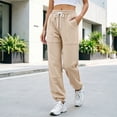 thumbnail image 6 of HomeDM Joggers for Women with Pockets Drawstring Loose Fit Sweatpants Khaki Lounge Pants for Workout Running Size L, 6 of 6
