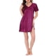 thumbnail image 2 of CAMISONES DE SATÉN PARA MUJER INSPIRE CHIC, ESCOTE EN V, MANGA CORTA, CAMISETA DE DORMIR A RAYAS, ROPA DE CAMA DE SEDA, VESTIDO DE PIJAMA L ROJO, 2 of 5