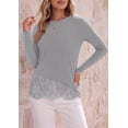 thumbnail image 3 of PRETTYGARDEN Women's Lace Patchwork Long Sleeve Shirts | Soft Casual Tops,Irregular Asymmetrical Hem,Crew Neck Thermal Blouses,Loose Fit Layer Tee,Fashion Fall Winter Daily Wear, 3 of 10