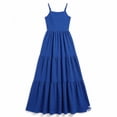 thumbnail image 4 of HXWCHs Robe Scintillante Élégante Robe Décontractée de Vacances pour Filles avec Ourlet à Volants Texturé Uni et Détail Nœud Décoratif Bleu 7-8 Ans, 4 of 7