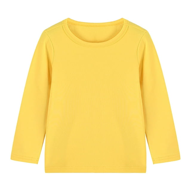 YUTK Chemises de Voyage pour Garçons en Liquidation Enfants Hommes et Femmes Manches Longues Col Rond Hauts Jaune
