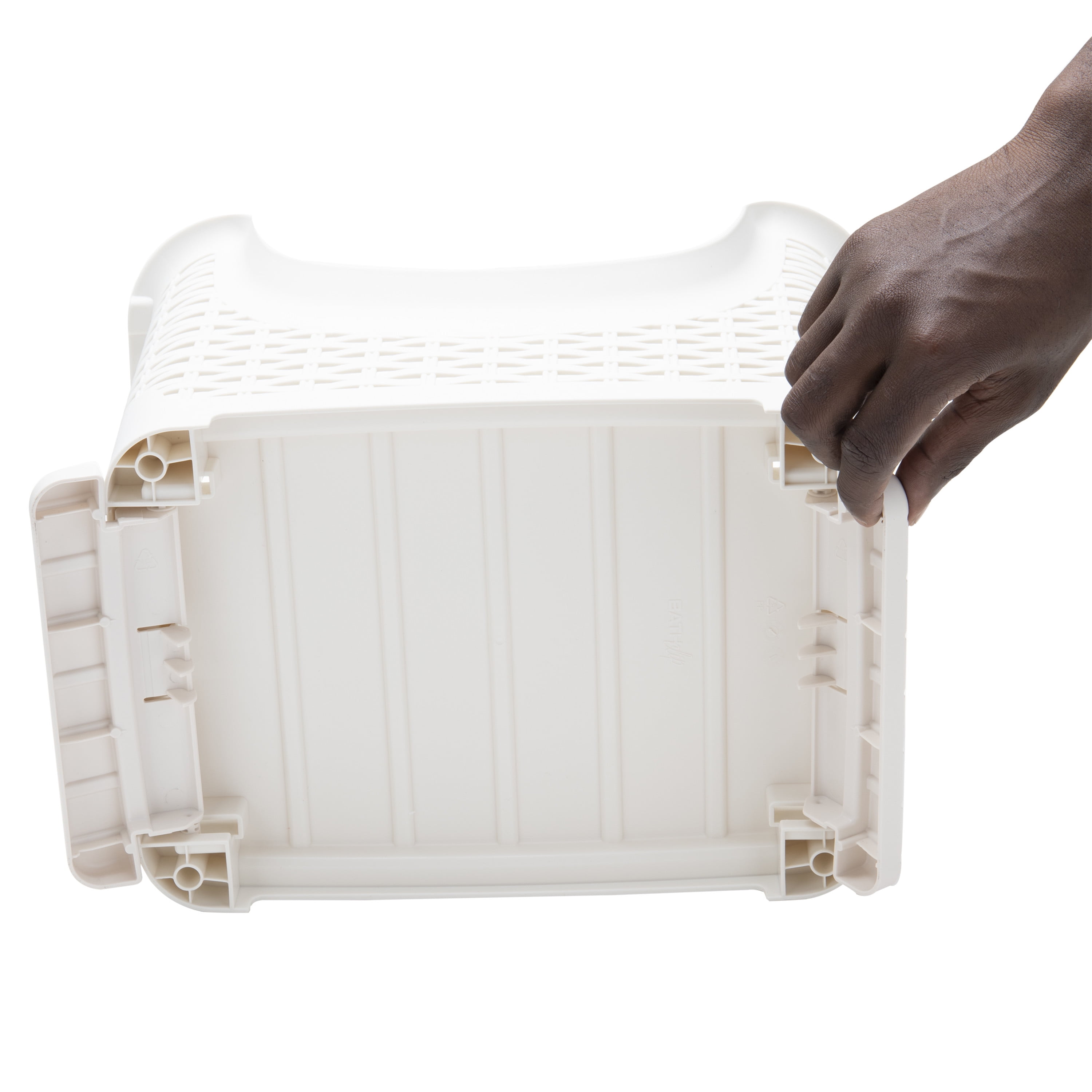 Doryh 3-tier Plastic Open Front Stacking Storage Basket/Bin, Large Size,  White