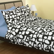 Reversible Geometric Comforter Set, Black and White
