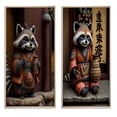 thumbnail image 2 of Designart "Happy Tanuki in Terracotta Tone I" Animals Raccoon Framed Wall Art Set Of 2 - Children's Art Brown Frame Gallery Set For Office Decor, 2 of 6