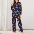 thumbnail image 2 of Balery Cartoon Dinosaur Conjunto de Pijama con Estampado para Mujer, Conjunto de Dos Piezas con Manga Larga, Ropa de Dormir Suave con Bolsillos, Pijamas Cómodos-Medium, 2 of 7