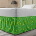 thumbnail image 1 of Flower Bed Skirt, Romantic Swirling Lines with Blossoming Flowers Nature Illustration, Elastic Bedskirt Dust Ruffle Wrap Around for Bedding Decor, 4 Sizes, Green Yellow and White, by Ambesonne, 1 of 2