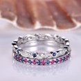 thumbnail image 2 of HeartsAndYou 2ct Natural Ruby Sapphire Half Eternity Wedding Bands Set 14k SOLID White Gold, 2 of 9