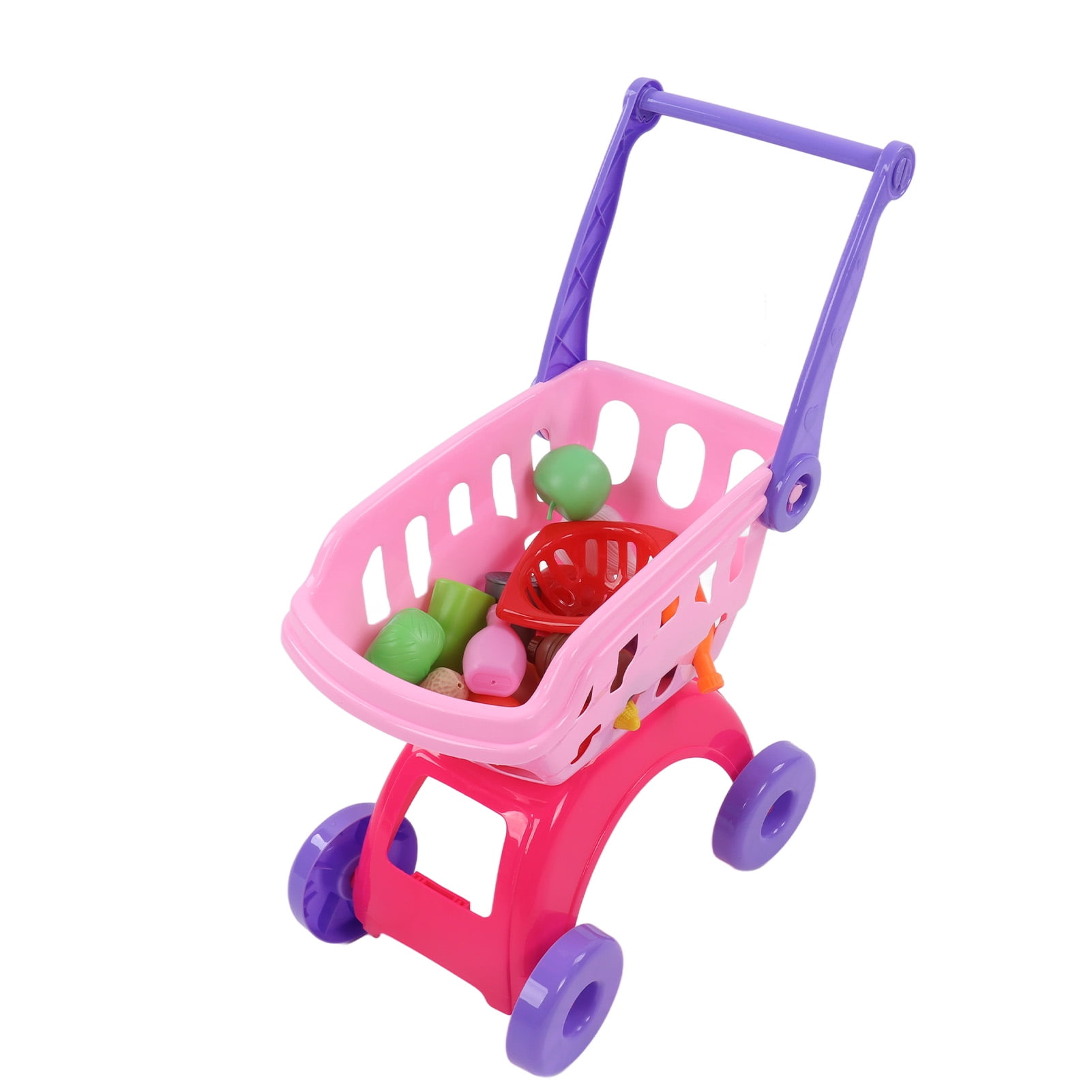 Kids Shopping Cart Toy, High Simulation Burr Free Fruit Shopping Cart