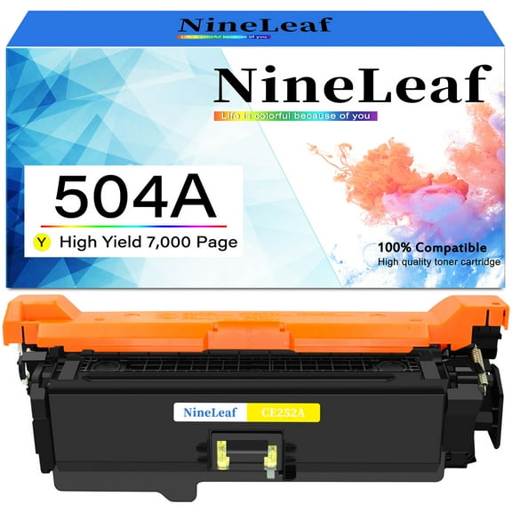 NineLeaf High Capacity Compatible Toner Cartridge Replacement for HP 504A CE252A works on Color LaserJet CM3530fs CP3525dn CP3525n CP3525x CM3530 CP3525 Printer (Yellow,1 Pack)