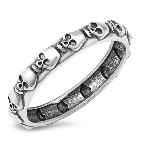 All in Stock Sterling Silver Skulls of the doom Eternity Ring Size 6