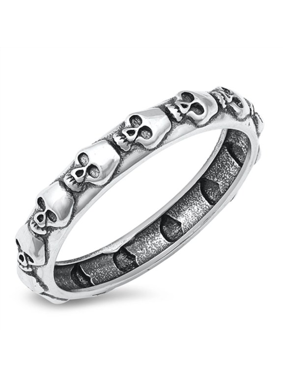 Sterling Silver Skulls of the doom Eternity Ring Size 5