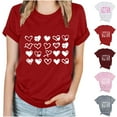 thumbnail image 4 of WREESH Cute Summer Letter Print T-Shirts Women's Short Sleeve Fashion Tops with Round Neck White, 4 of 5
