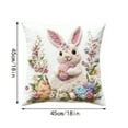 thumbnail image 2 of Easter Bunny Pillow Covers 18x18 Inch Set of 2, Cute Rabbit Floral Basket Outdoor Pillowcases Cotton Square Cushion Covers for Sofa Couch Bedroom Living Room Decor, 2 of 5