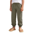 thumbnail image 3 of PMVFHDE Girls Casual Jogger Pants Elastic Waistband Ankle Soft Comfortable Kids Trousers For Daily Play Outdoor Activities Suitable Spring Autumn Army Green,13-14 Years, 3 of 7