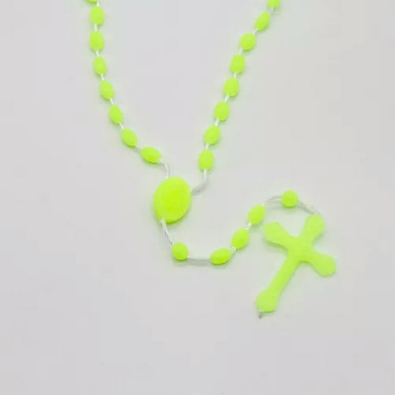 HOOUN Luminous Catholic Christ Jesus Cross Plastic Rosary Necklace Souvenirs Gifts#-A2