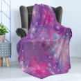 thumbnail image 4 of Abstract Soft Flannel Fleece Throw Blanket, Floral Dreamlike Composition with Romantic Lilies Little Dots Swirls, Cozy Plush for Indoor and Outdoor Use, 50" x 60", Violet Pink Pale Blue, by Ambesonne, 4 of 5