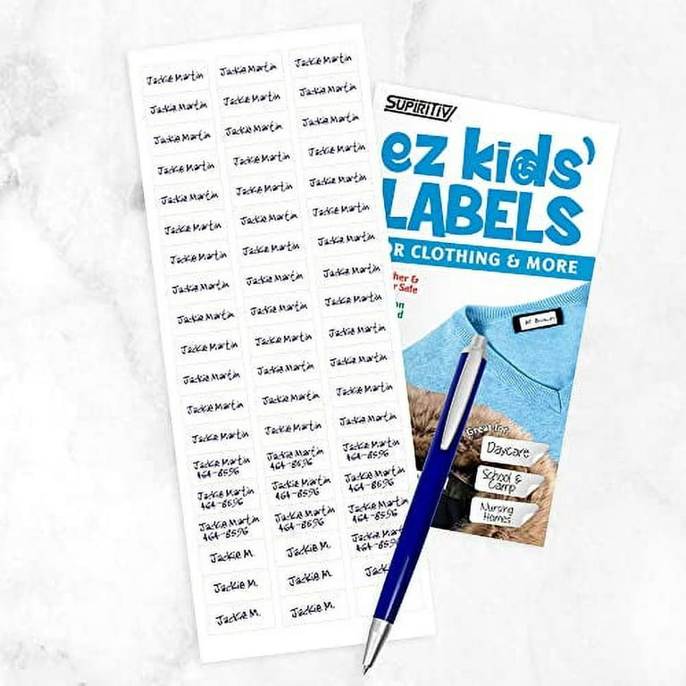 Ez Kids Clothing Labels Self-Stick No-Iron Write-On | Great for Children &  Adults | Washer & Dryer Safe | School, Camp, Nursing Care, Toys