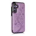 thumbnail image 4 of Feishell Back Case for Samsung Galaxy S23 FE,Embossed Pattern PU Leather Wallet Phone Case with ID Credit Card Slots Shockproof Magnetic Buckle Back Flip Holder Protective Cover,Purple, 4 of 8