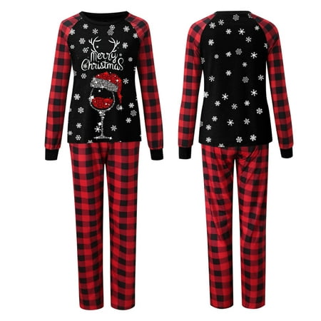 

Mommy Pajamas For Christmas Family Matching Pajamas Cute Big Headed Deer Print Pjs Plaid Long Sleeve Tops And Pants Soft Casusal Holiday Sleepwear