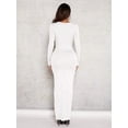 thumbnail image 2 of White Solid Maxi Bodycon Dress With Long Sleeves And Scoop Neck, 2 of 5