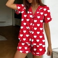 thumbnail image 3 of yillto Pajamas Set for Women Short Sleeve Sleepwear Pjs Shorts Lounge Ruffle Sets Soft Nightwear S-XXL, 3 of 6