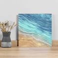 thumbnail image 5 of Abstract Turquoise Canvas Wall Art, Ocean Beach Waves Lines Gradient Framed Wall Decor Modern Artwork Prints Painting for Living Room, Bedroom, Kitchen & Cafe Decor 16x16 Inch, 5 of 9