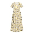 thumbnail image 5 of Uourmeti Cute Bees Daisy Print Girls Summer Maxi Dress Tween Cute Back to School Outfits Short Sleeve Dresses with Pockets, Size 9-10 Years, 5 of 7
