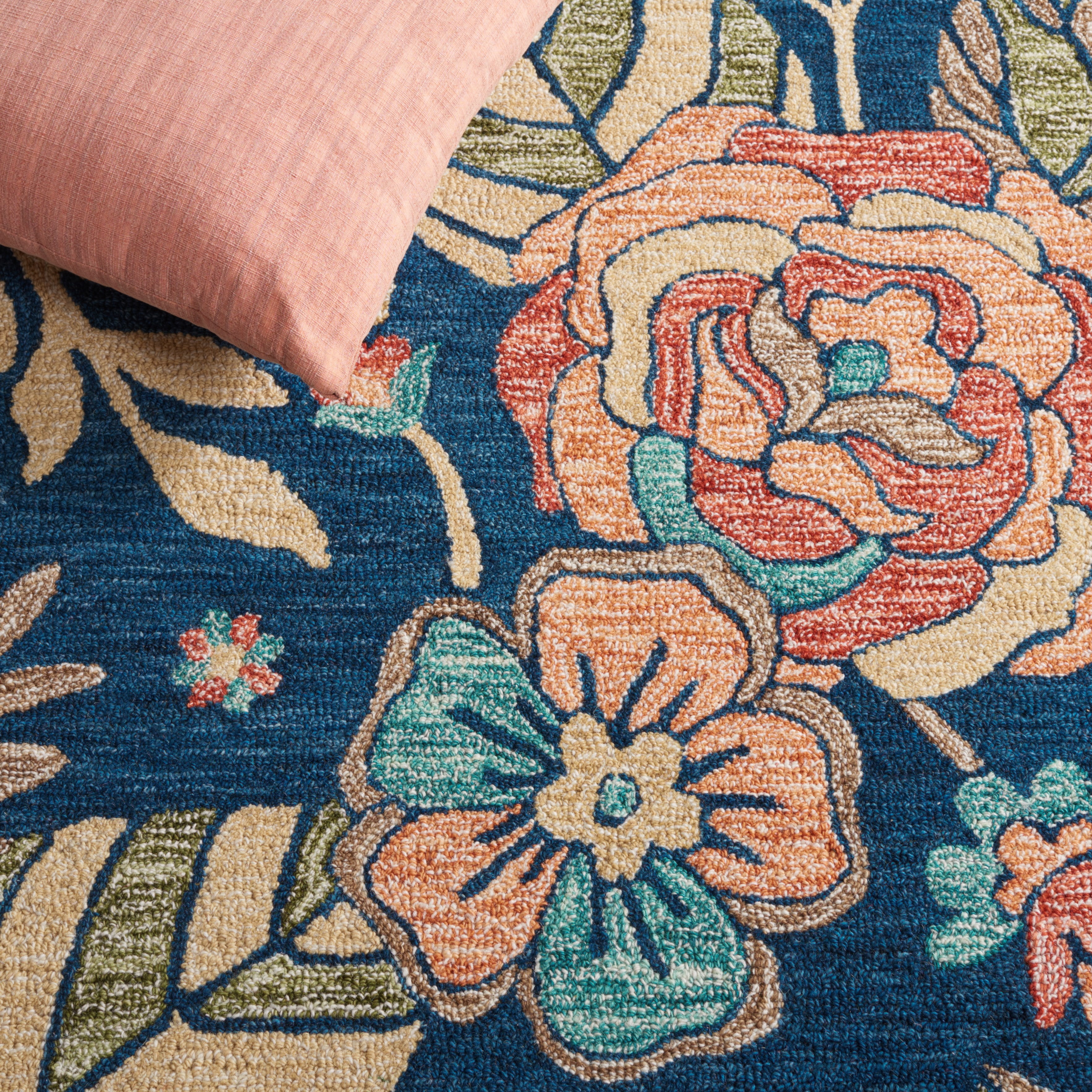 SAFAVIEH Jardin Delmar Floral Area Rug, Blue/Green, 6' x 6' Square