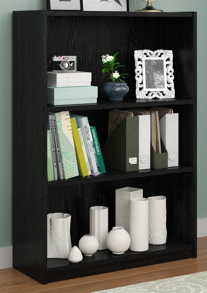 3-Shelf Bookcase in Black Ebony Ash Finish - image 2 of 4