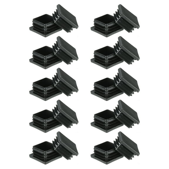 Square Plastic Hole Plugs 1.5inch, Tubing Insert End Cap, Black 20 Pack