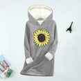 thumbnail image 4 of Tops for Women Long Sleeved Hooded Daisy Printing Thickened Casual Sweatshirt,Womens Tops Plus Size Gray XXL, 4 of 5