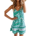 thumbnail image 4 of Vestido Corto Sin Mangas Vestido Con Estampado Floral Mujer Con Cuello En V Ropa De Verano, Verde, S Kearding AP002157-16, 4 of 5