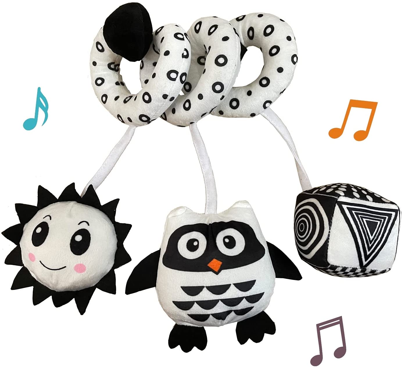 Hanging Toys for Car Seat Crib Mobile, Infant Baby Spiral Plush Toys for Crib Bed Stroller Car Seat Bar