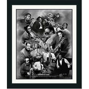 Legends of Jazz | Framed Famous Black Musicians Collage Art in Double Mat | 18L X 15W" Inches