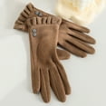 thumbnail image 4 of 1 Pair Winter Touchscreen Gloves Solid Color Soft Wear Resistant Fleece Lined Cold Weather Warm Gloves for Women-One Size,Brown,B, 4 of 8