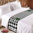 thumbnail image 3 of HOME Bed Runner for Twin Size Bed, Green Wreath Black White Plaid Farmhouse Soft Bedding Scarf Bedding Protector Slipcover Sofa Throw for Bedroom Hotel Guesthouse, 3 of 8