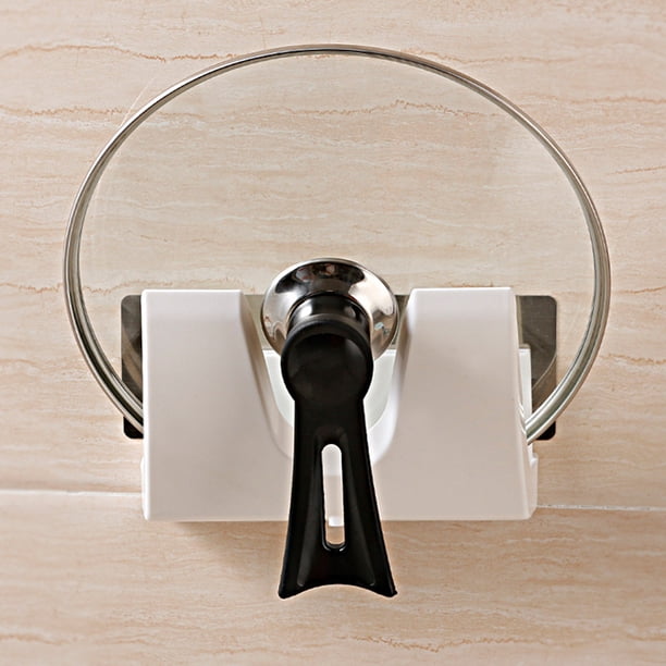 Estante de Pared para Tapas de Olla | Soporte Adhesivo para Tapas sin Perforación | Organizador Universal para Tapas de 8-12 Pulgadas | Almacenamiento de Plástico que Ahorra Espacio | Montaje en