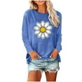 thumbnail image 1 of Staron Hauts à Manches Longues pour Femmes Imprimé Floral Mode Automne Tunique Col Rond Ample Chemise Habillée Décontractée Basique Tendance T-Shirts Cadeau pour Elle, 1 of 4