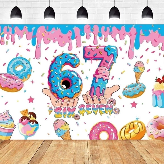 6 7 Theme Flag Birthday Party Background Banner for Photography Children Birthday Party Decoration Supplies (5.9ft*3.6ft)