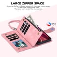 thumbnail image 5 of ELEHOLD Case for iPhone 16, PU Leather Zipper Wallet Flip Folio Case with Card Holder & Wrist Strap & Stand,Pink, 5 of 6