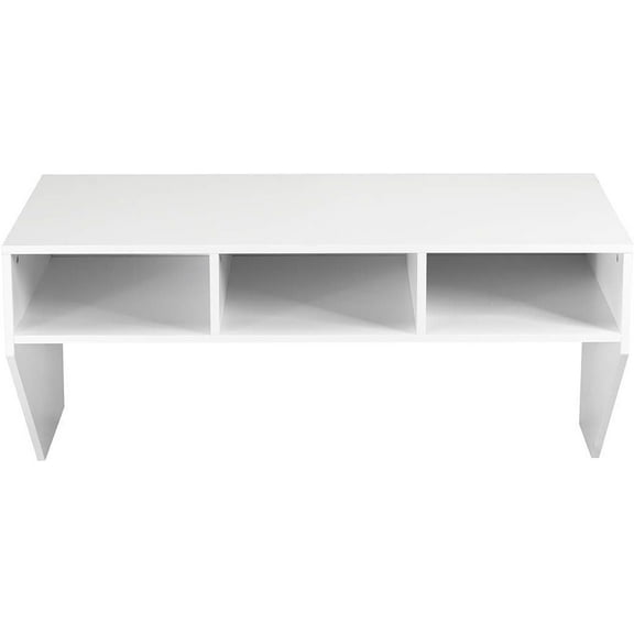 ZOPan Wall Mounted Desk Floating Computer Desk, Writing Study Table W/3 Storage Shelves, Laptop PC Table for Living Room, Bedroom, Office-White