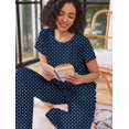 thumbnail image 2 of Ekouaer Pajama Sets for Women Round Neck Pjs Short Sleeve Sleepwear with Long Pants Loose Lounge Sets, 2 of 6
